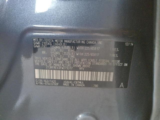 Photo 10 from auction – 2015 TOYOTA RAV4 XLE with VIN 2T3RFREV3FW279317