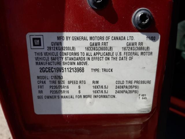 Photo 10 from auction – 2001 CHEVROLET silverado with VIN 2GCEC19V511213968