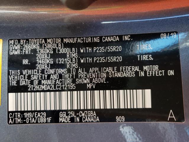 Photo 10 from auction – 2020 LEXUS RX 350 with VIN 2T2HZMDA2LC212195