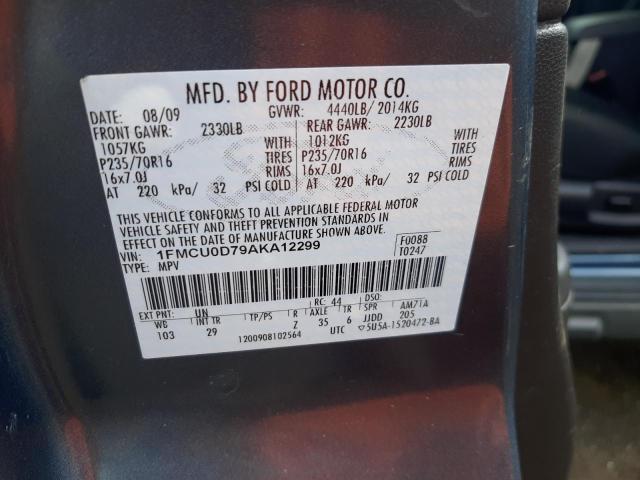 Photo 10 from auction – 2010 FORD ESCAPE XLT with VIN 1FMCU0D79AKA12299
