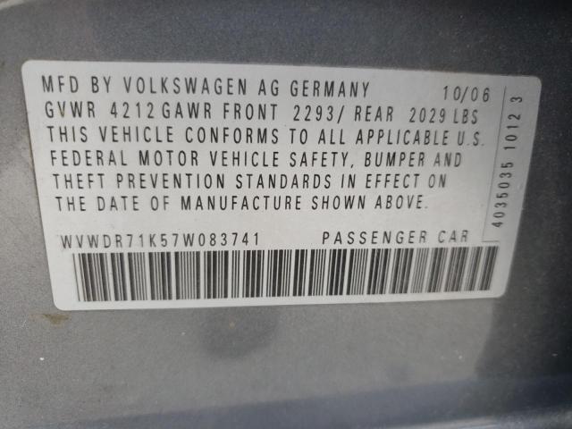 Photo 10 from auction – 2007 VOLKSWAGEN RABBIT with VIN WVWDR71K57W083741