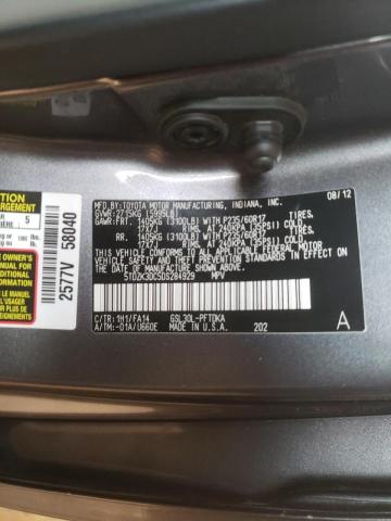 Photo 10 from auction – 2013 TOYOTA SIENNA with VIN 5TDZK3DC5DS284929