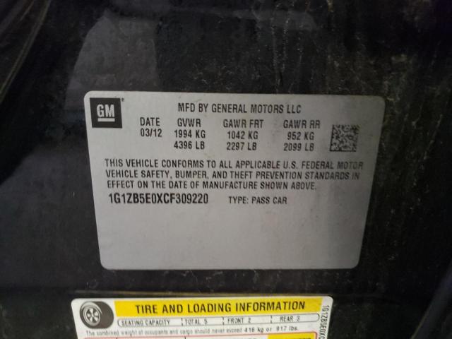Photo 10 from auction – 2012 CHEVROLET MALIBU LS with VIN 1G1ZB5E0XCF309220