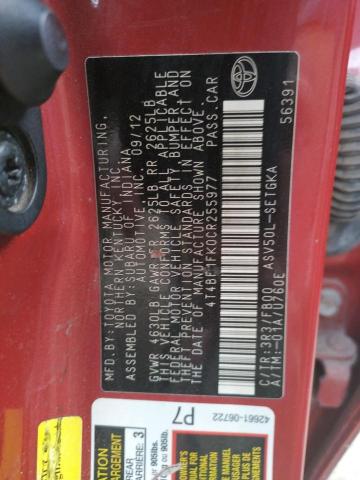 Photo 10 from auction – 2012 TOYOTA CAMRY BASE with VIN 4T4BF1FK0CR255977