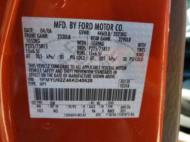 Photo 10 from auction – 2006 FORD ESCAPE XLS with VIN 1FMYU92Z46KD45628