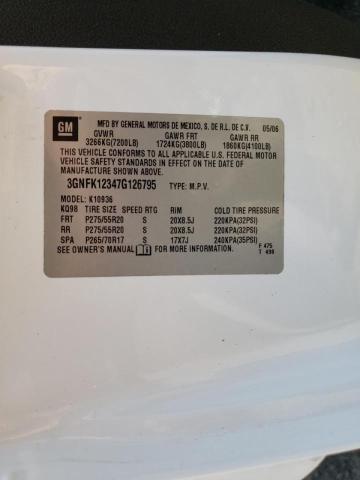 Photo 10 from auction – 2007 CHEVROLET AVALANCHE with VIN 3GNFK12347G126795
