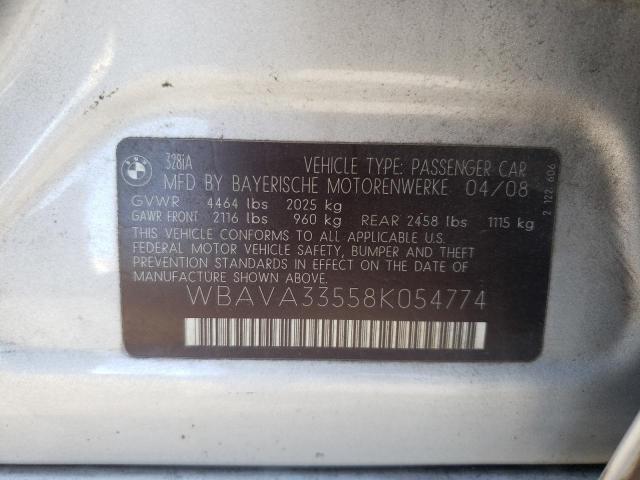 Photo 10 from auction – 2008 BMW 328 I with VIN WBAVA33558K054774