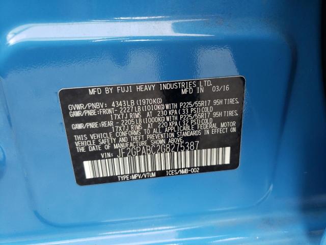 Photo 10 from auction – 2016 SUBARU CROSSTREK with VIN JF2GPABC2G8275387