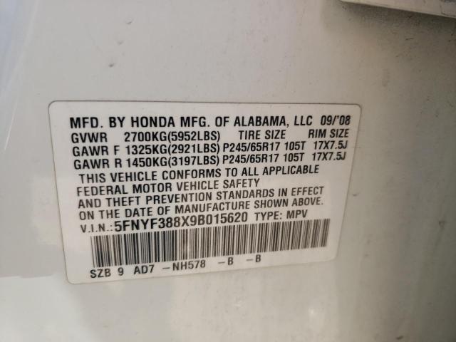Photo 10 from auction – 2009 HONDA PILOT TOUR with VIN 5FNYF388X9B015620