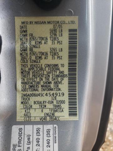Photo 10 from auction – 2005 NISSAN FRONTIER K with VIN 1N6AD06U45C454919