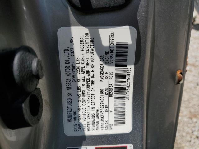 Photo 10 from auction – 2007 INFINITI G35 with VIN JNKCV54E27M901180