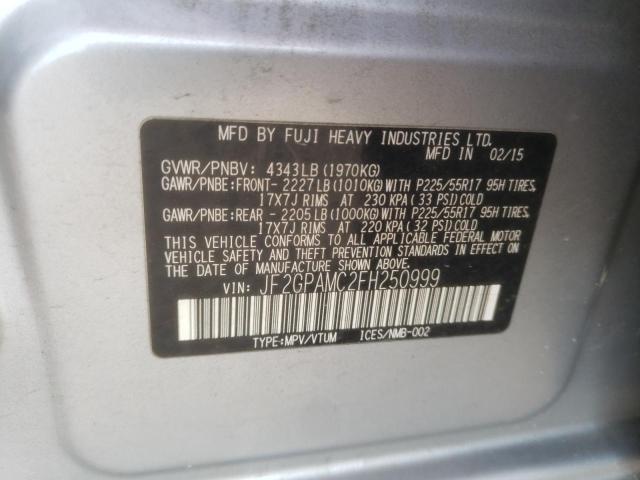 Photo 10 from auction – 2015 SUBARU XV CROSSTR with VIN JF2GPAMC2FH250999