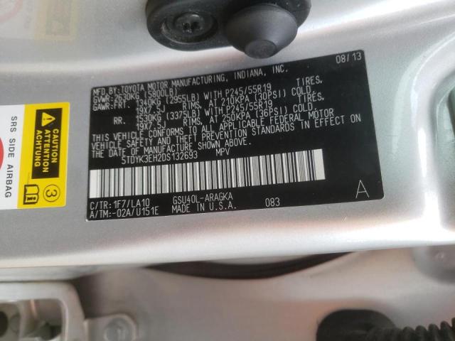 Photo 10 from auction – 2013 TOYOTA HIGHLANDER with VIN 5TDYK3EH2DS132693