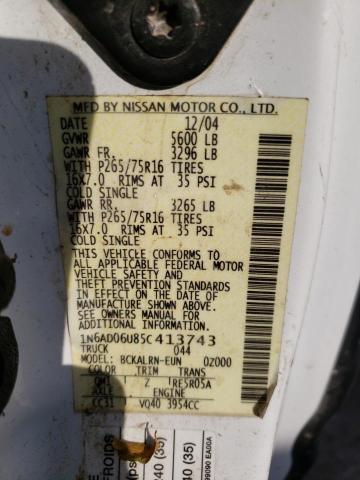 Photo 10 from auction – 2005 NISSAN FRONTIER K with VIN 1N6AD06U85C413743