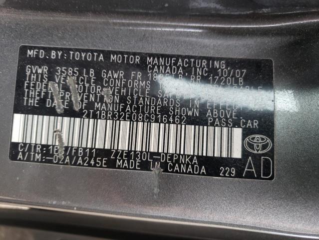 Photo 10 from auction – 2008 TOYOTA COROLLA CE with VIN 2T1BR32E08C916462