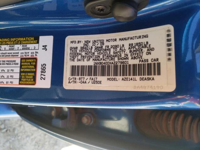 Photo 10 from auction – 2010 TOYOTA COROLLA XR with VIN 1NXBE4EEXAZ279601
