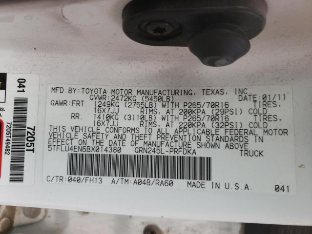 Photo 10 from auction – 2011 TOYOTA TACOMA DOU with VIN 5TFLU4EN6BX014380