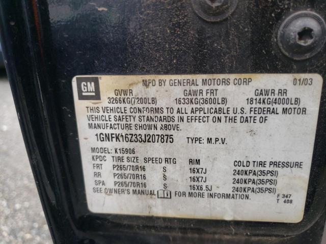 Photo 10 from auction – 2003 CHEVROLET SUBURBAN K with VIN 1GNFK16Z33J207875