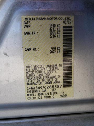 Photo 10 from auction – 2015 NISSAN ALTIMA 2.5 with VIN 1N4AL3AP7FC288587