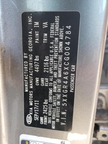 Photo 10 from auction – 2012 KIA OPTIMA SX with VIN 5XXGR4A6XCG004784