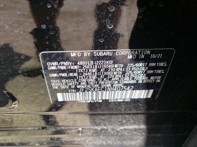 Photo 10 from auction – 2022 SUBARU FORESTER P with VIN JF2SKAEC1NH407542