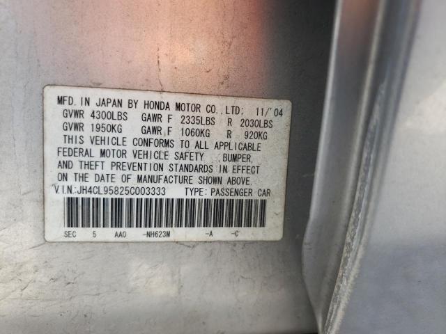 Photo 10 from auction – 2005 ACURA TSX with VIN JH4CL95825C003333