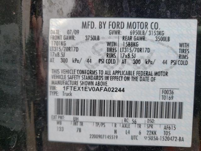 Photo 10 from auction – 2010 FORD F150 SUPER with VIN 1FTEX1EV0AFA02244