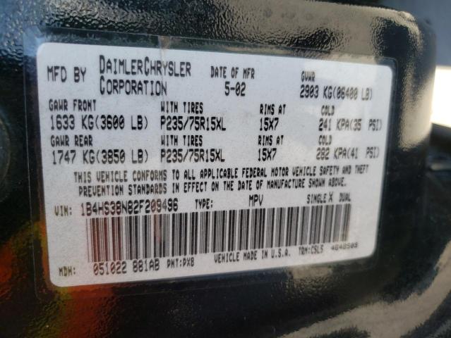 Photo 10 from auction – 2002 DODGE DURANGO SP with VIN 1B4HS38N82F209496