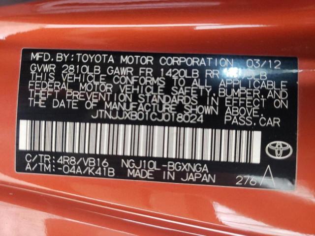 Photo 10 from auction – 2012 TOYOTA SCION IQ with VIN JTNJJXB01CJ018024