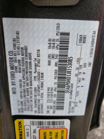 Photo 10 from auction – 2018 FORD FUSION SE with VIN 3FA6P0HD1JR153085