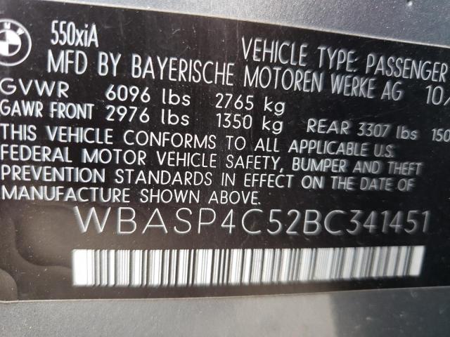 Photo 10 from auction – 2011 BMW 550 XIGT with VIN WBASP4C52BC341451