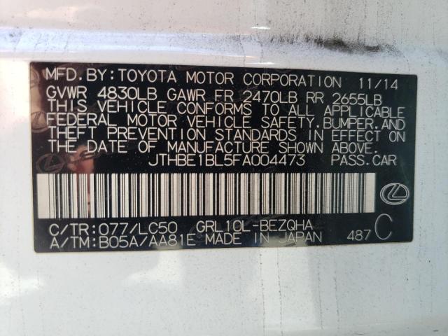 Photo 10 from auction – 2015 LEXUS GS 350 with VIN JTHBE1BL5FA004473