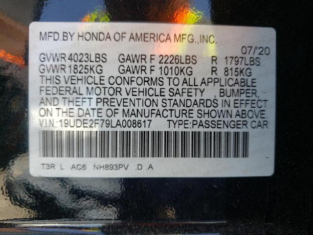 Photo 10 from auction – 2020 ACURA ILX PREMIU with VIN 19UDE2F79LA008617