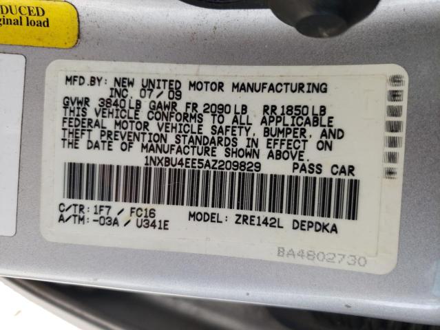 Photo 10 from auction – 2010 TOYOTA COROLLA BA with VIN 1NXBU4EE5AZ209829