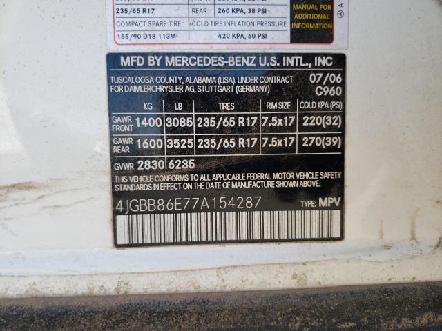 Photo 10 from auction – 2007 MERCEDES-BENZ ML 350 with VIN 4JGBB86E77A154287