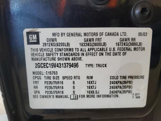 Photo 10 from auction – 2003 CHEVROLET SILVERADO with VIN 2GCEC19V431379496