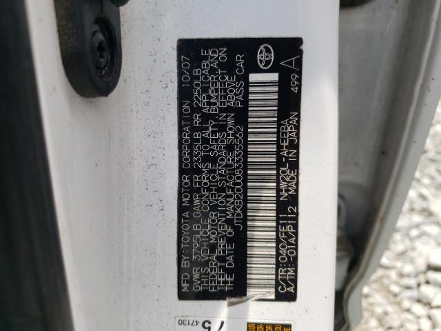 Photo 10 from auction – 2008 TOYOTA PRIUS with VIN JTDKB20U083335562