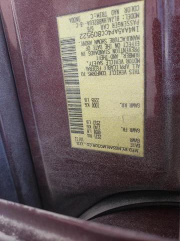 Photo 10 from auction – 2012 NISSAN MAXIMA S with VIN 1N4AA5AP4CC809522