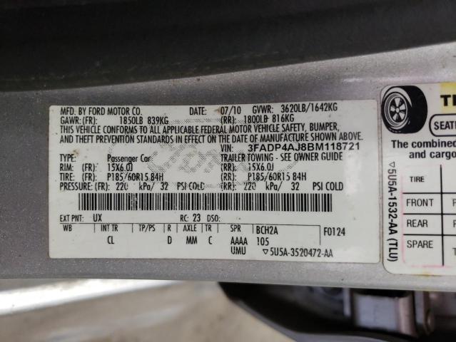 Photo 10 from auction – 2011 FORD FIESTA S with VIN 3FADP4AJ8BM118721