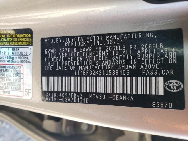Photo 10 from auction – 2004 TOYOTA CAMRY LE with VIN 4T1BF32K34U588106