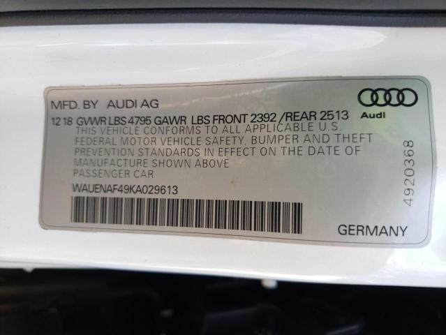 Photo 10 from auction – 2019 AUDI A4 PREMIUM with VIN WAUENAF49KA029613
