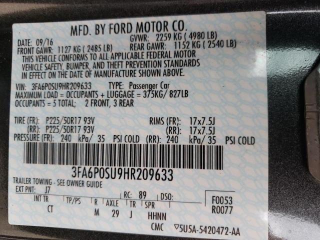 Photo 10 from auction – 2017 FORD FUSION TIT with VIN 3FA6P0SU9HR209633