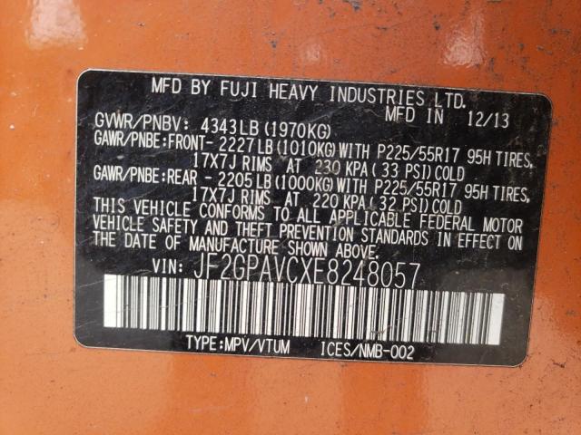 Photo 10 from auction – 2014 SUBARU XV CROSSTR with VIN JF2GPAVCXE8248057