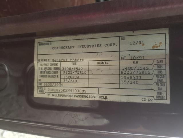 Photo 10 from auction – 1992 CHEVROLET G20 with VIN 2GBEG25KXN4103089
