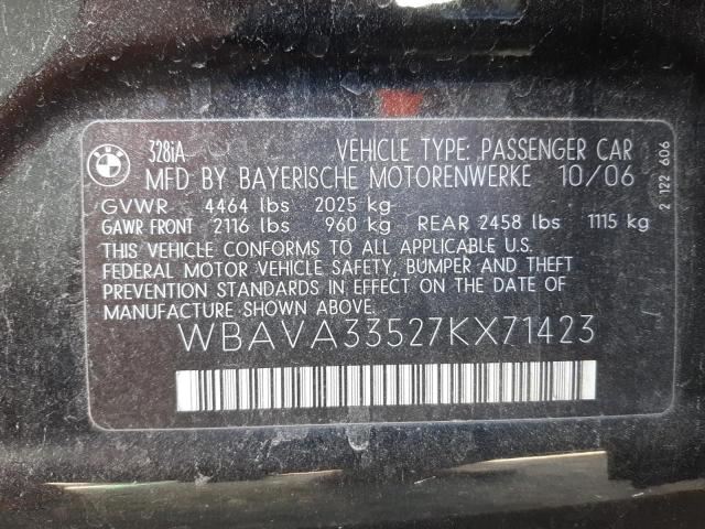 Photo 10 from auction – 2007 BMW 328 I with VIN WBAVA33527KX71423