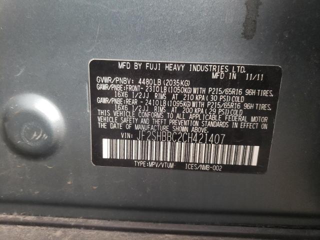Photo 10 from auction – 2012 SUBARU FORESTER 2 with VIN JF2SHBBC2CH421407