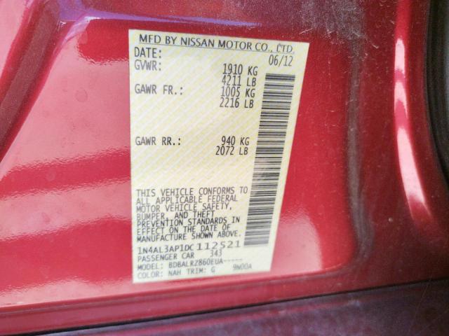 Photo 10 from auction – 2013 NISSAN ALTIMA 2.5 with VIN 1N4AL3AP1DC112521