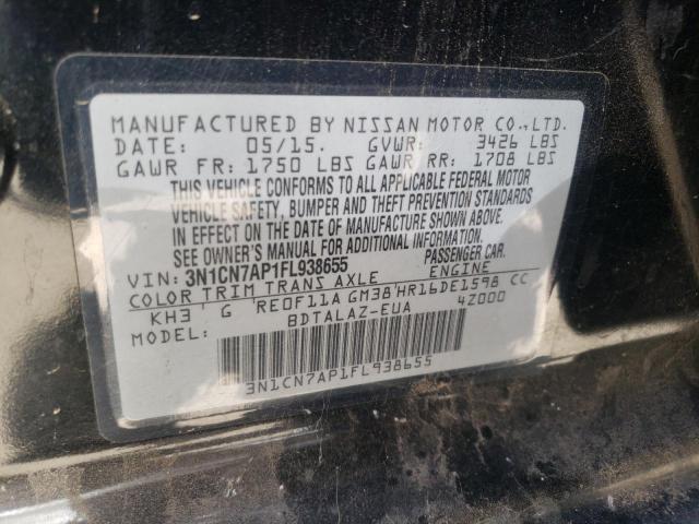 Photo 10 from auction – 2015 NISSAN VERSA S with VIN 3N1CN7AP1FL938655