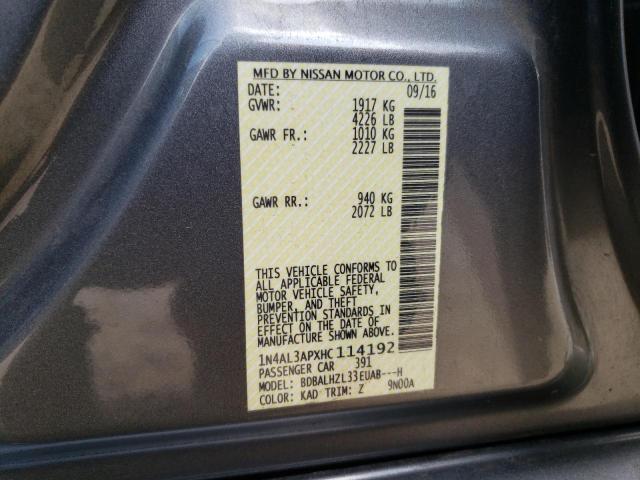 Photo 10 from auction – 2017 NISSAN ALTIMA 2.5 with VIN 1N4AL3APXHC114192