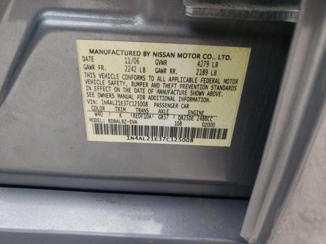 Photo 10 from auction – 2007 NISSAN ALTIMA 2.5 with VIN 1N4AL21E37C125008